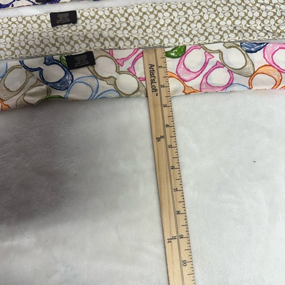 Coach Multicolor Signature Patterned Silk Purse Scarves 100% Silk - Picture 8 of 12